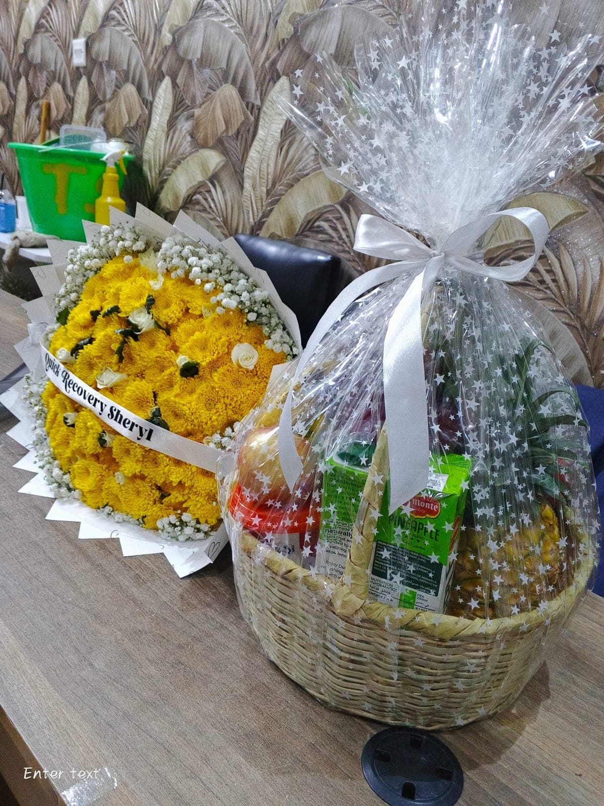 Get well soon Fruit basket & Customized flower bouquet