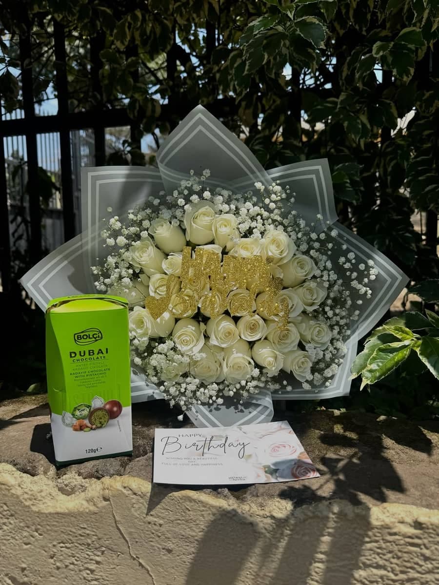 Ivory Elegance Birthday Rose Bouquet - Premium flower delivery Nairobi CBD, Westlands, Karen | Whispers Floral Gifts