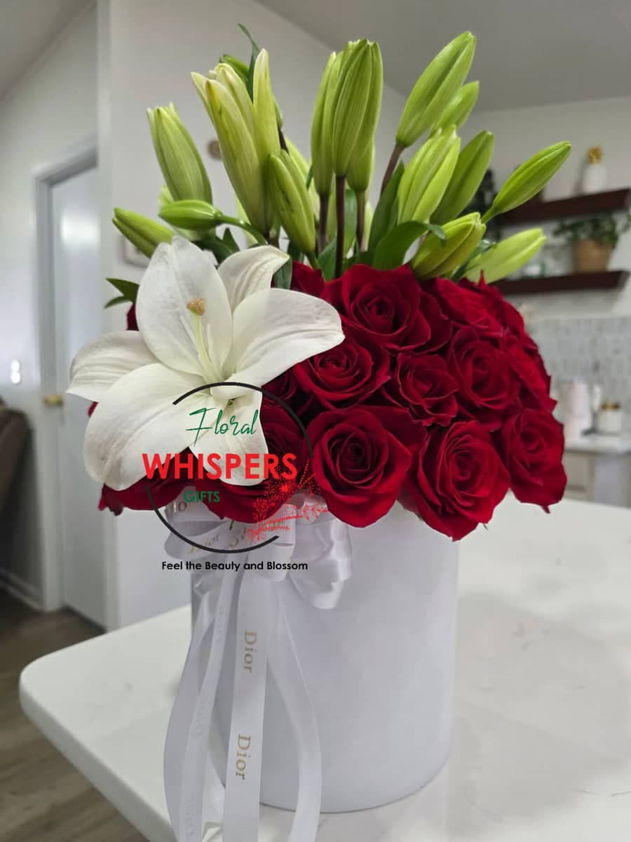 Crimson Lily Hat Box - Premium flower delivery Nairobi CBD, Westlands, Karen | Whispers Floral Gifts