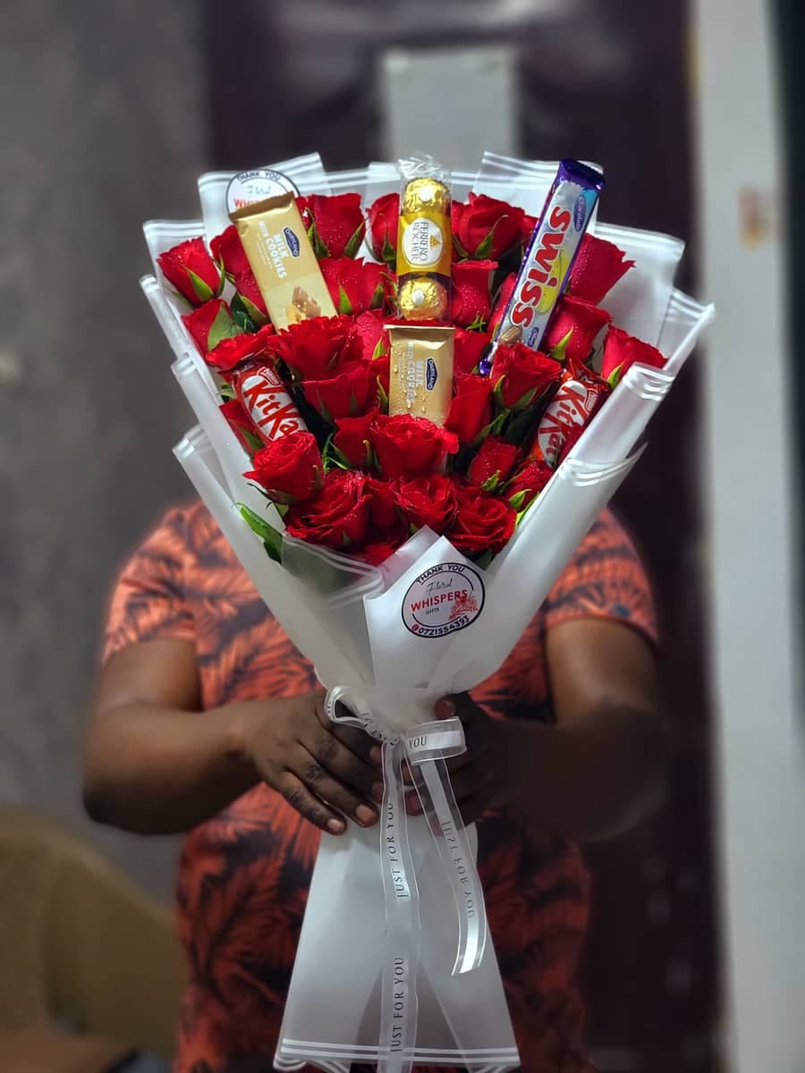 Crimson Indulgence Chocolate Rose Bouquet - Premium flower delivery Nairobi CBD, Westlands, Karen | Whispers Floral Gifts