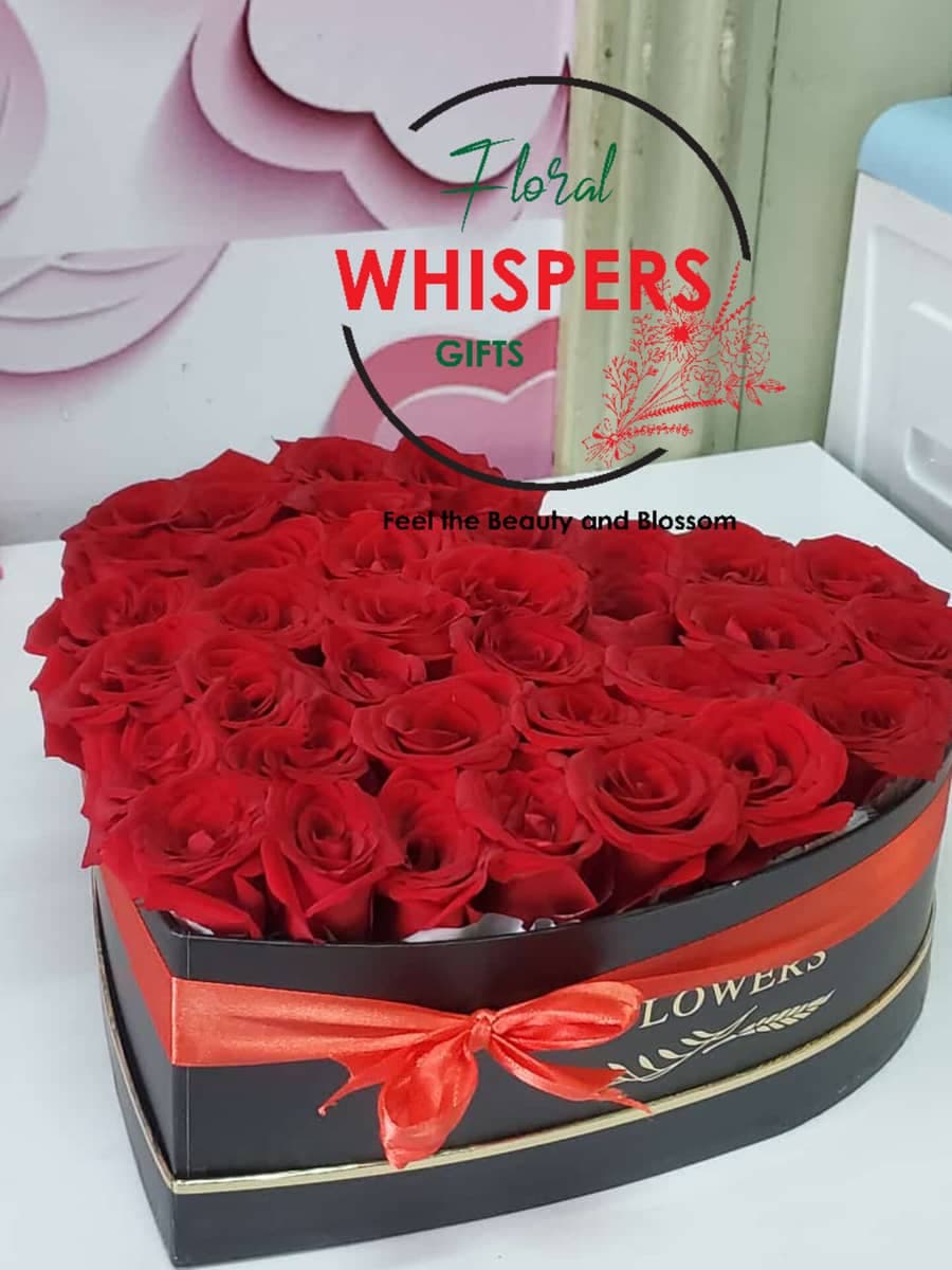 Red Rose Heart box - Premium flower delivery Nairobi CBD, Westlands, Karen | Whispers Floral Gifts